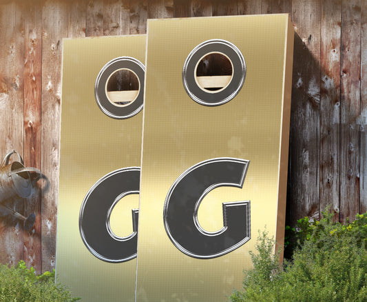 "Monogram Gold Bling" Cornhole Boards