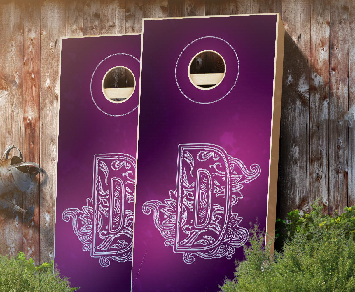 "Purple Floral Monogram" Cornhole Boards
