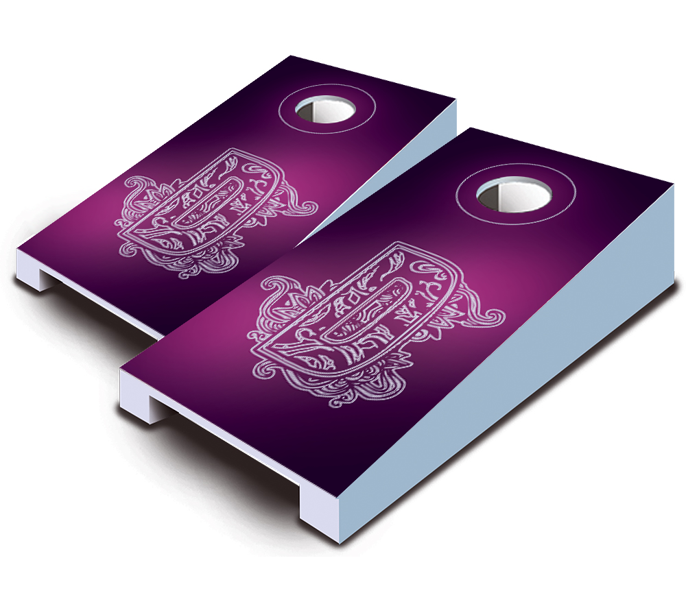 "Purple Floral Monogram" Tabletop Cornhole Boards