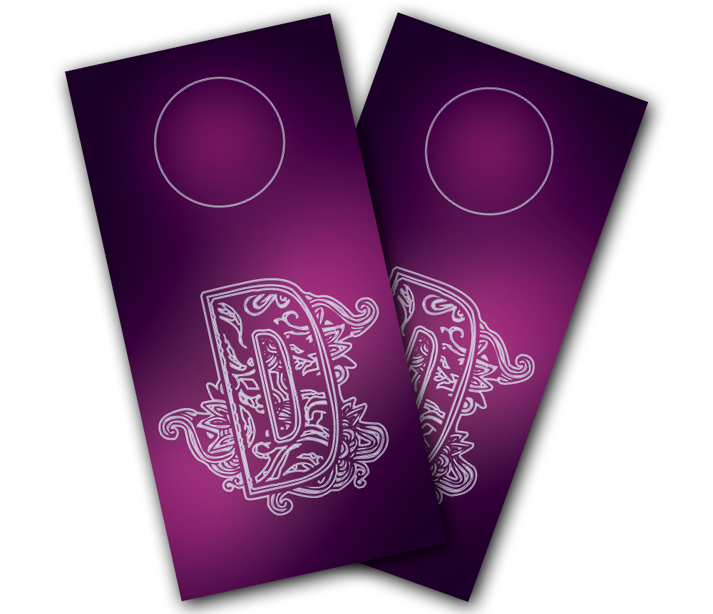 "Purple Floral Monogram" Personalized Cornhole Wrap