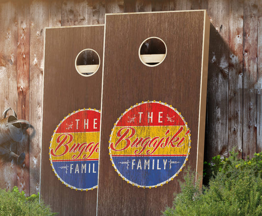 "Retro Southern Family" Stained Cornhole Boards