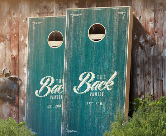 "Turquoise Family Established" Stained Cornhole Boards