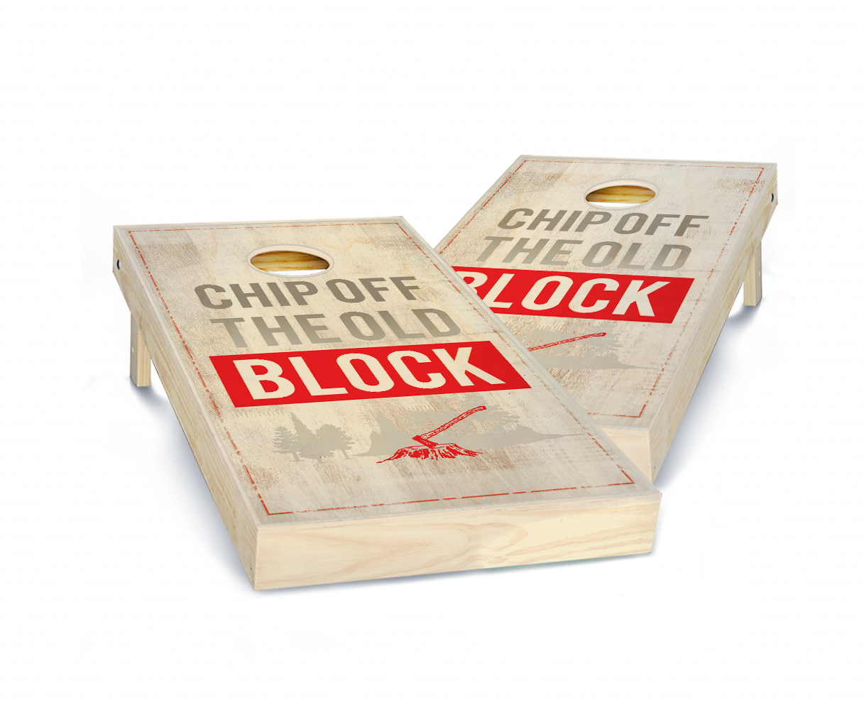"Chip Off the Old Block" Stained Cornhole Boards