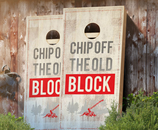 "Chip Off the Old Block" Stained Cornhole Boards