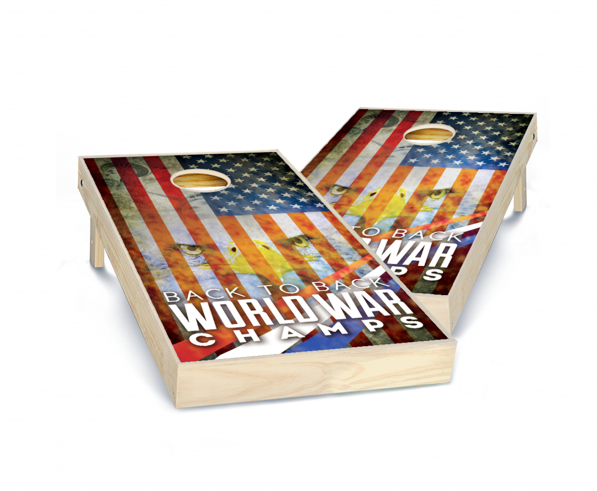 "Back to Back World War Champs" Cornhole Boards