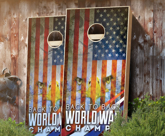 "Back to Back World War Champs" Cornhole Boards