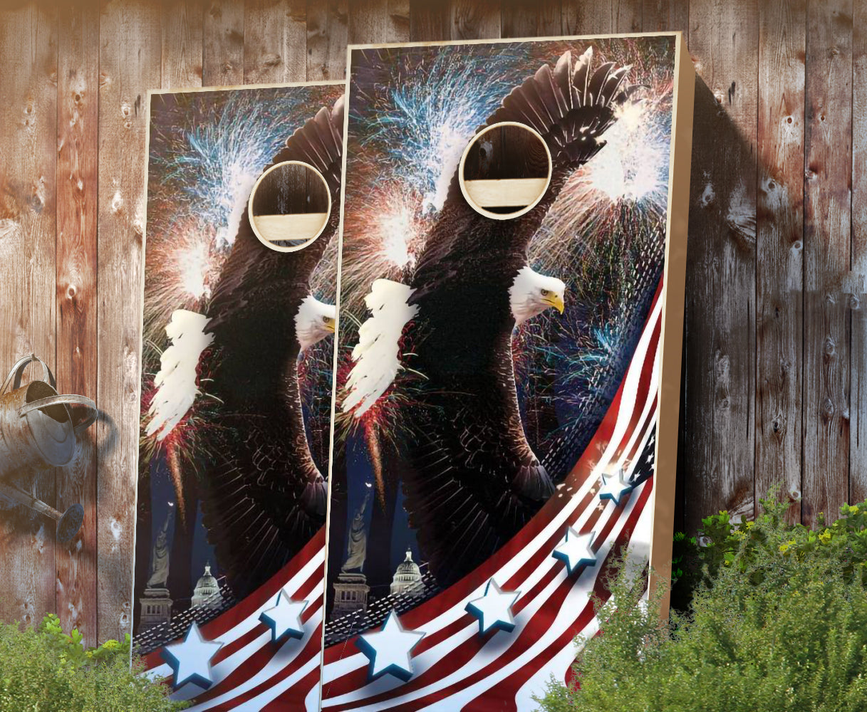 "Bald Eagle Fireworks" Cornhole Boards