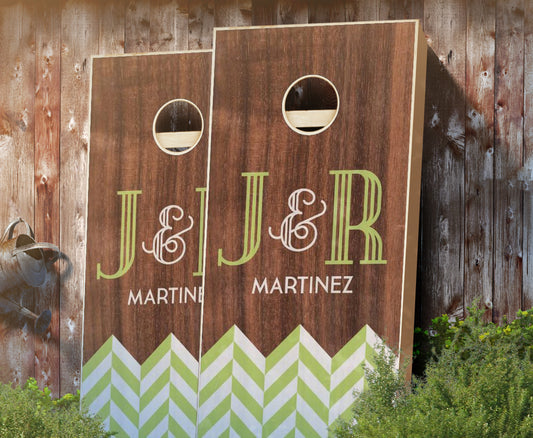 "Chevron Wedding" Personalized Cornhole Boards