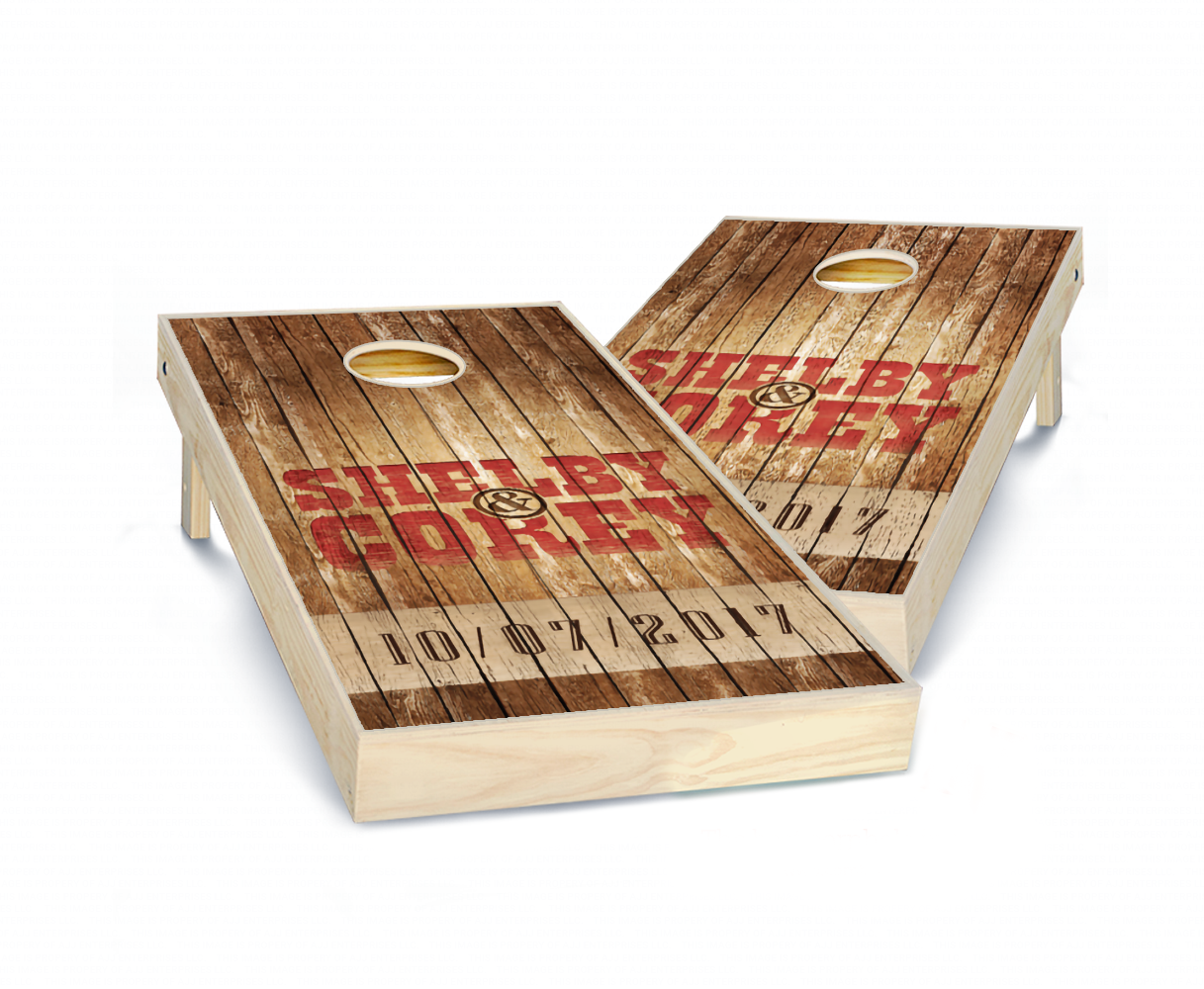 "Country Rustic Wedding" Personalized Cornhole Boards