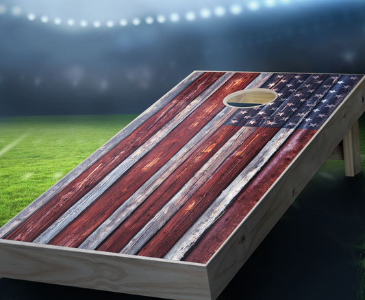 "Country Rustic American Flag" Cornhole Boards