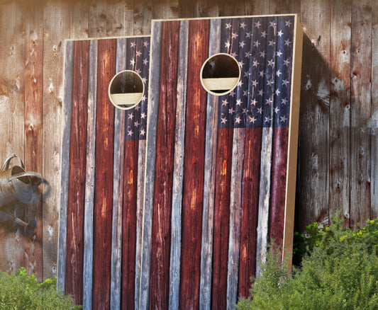"Country Rustic American Flag" Cornhole Boards
