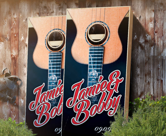 "Custom Guitar Wedding" Personalized Cornhole Boards