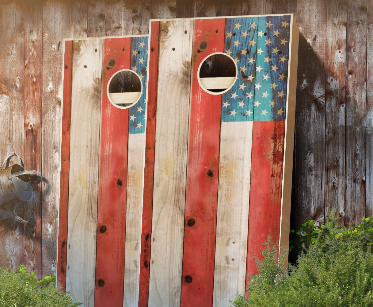 "Distressed American Flag" Cornhole Boards