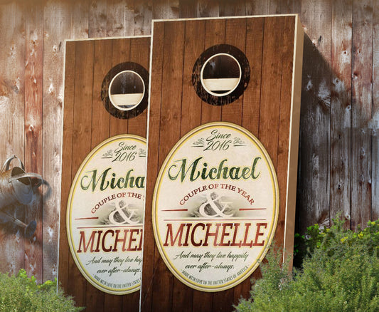 "Emblem Rustic" Personalized Wedding Cornhole Boards