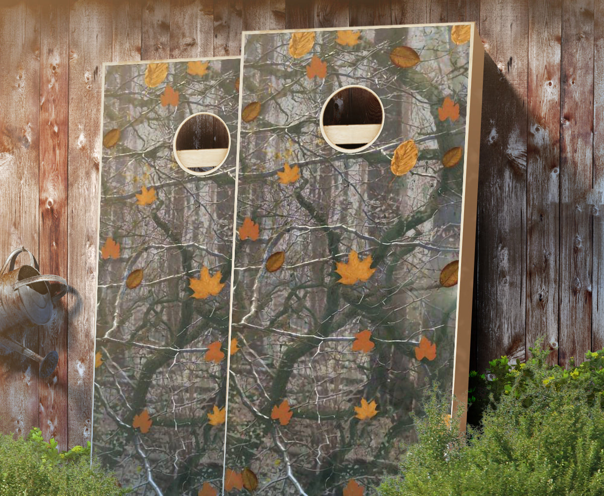 "Leafy Camo" Cornhole Boards