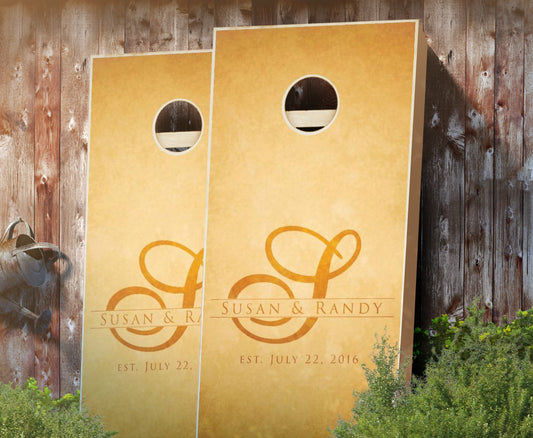 "Wedding Letter Rustic" Personalized Cornhole Boards