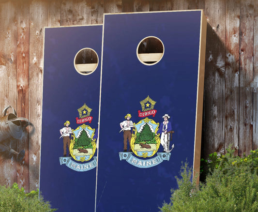 "Maine Flag" Cornhole Boards