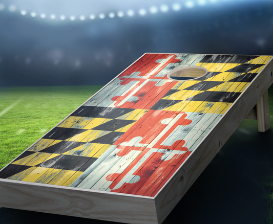 "Maryland Flag Distressed" Cornhole Boards