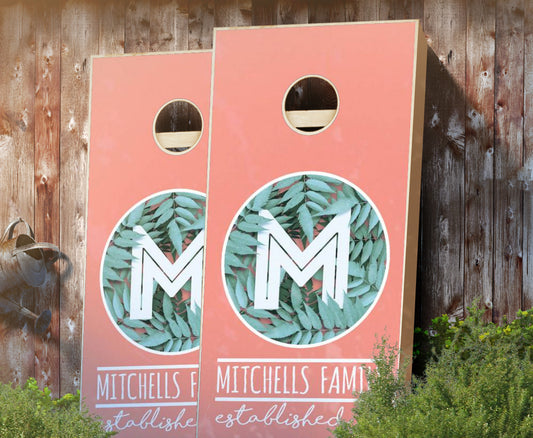 "Monogram Family Leaf" Cornhole Boards