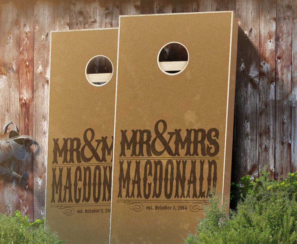 "Mr. and Mrs." Personalized Wedding Cornhole Boards