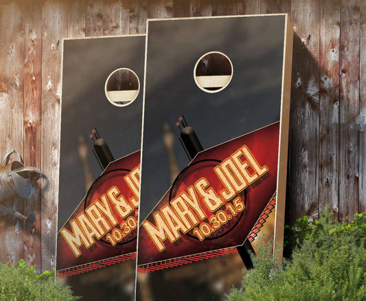 "Neon Sign" Personalized Wedding Cornhole Boards