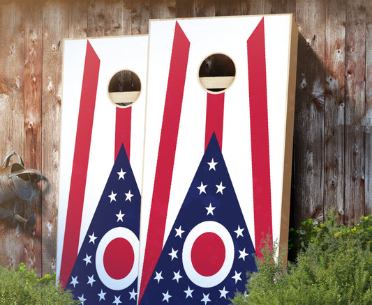 "Ohio Flag" Cornhole Boards