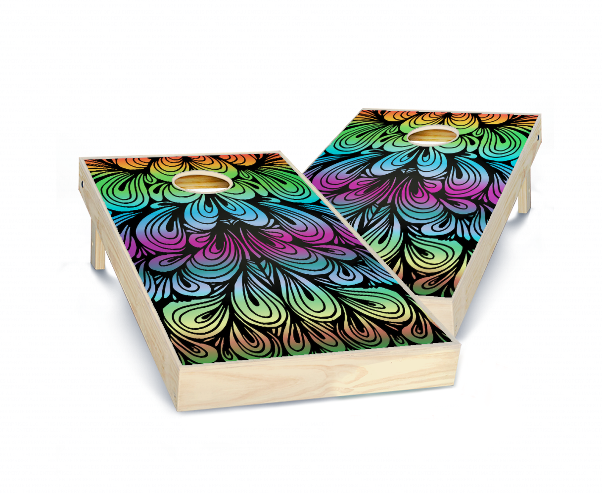 "Rainbow Swirl" Cornhole Boards