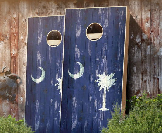 "South Carolina Distressed Flag" Cornhole Boards