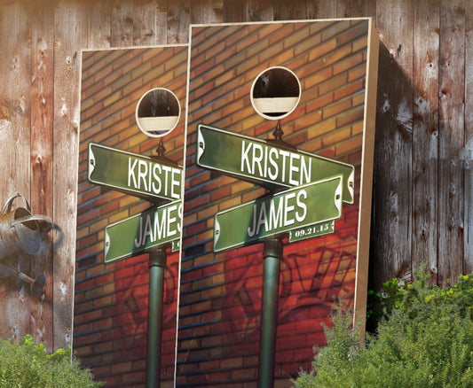 "Street Sign" Personalized Wedding Cornhole Boards