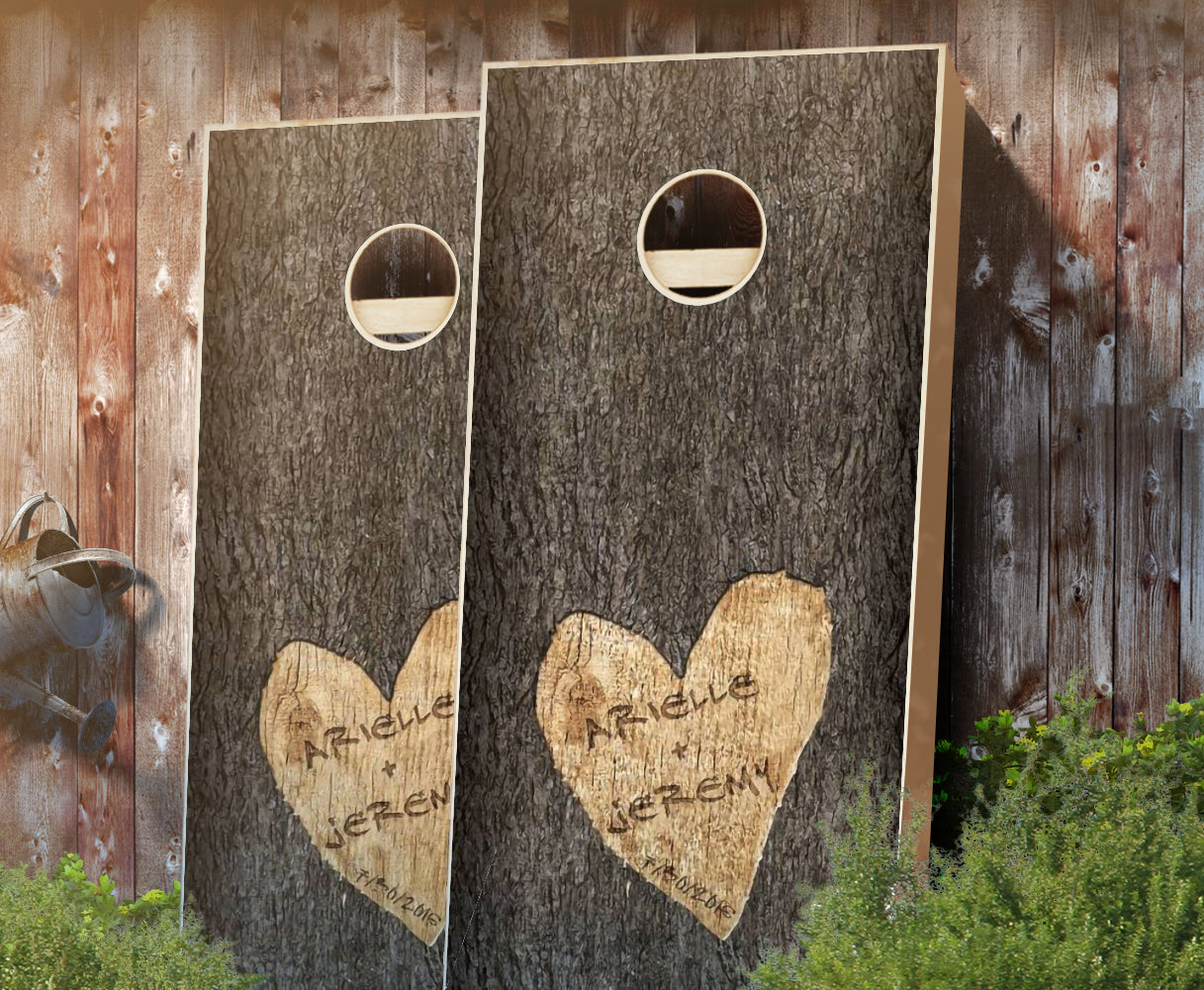 "Tree Carved" Personalized Wedding Cornhole Boards