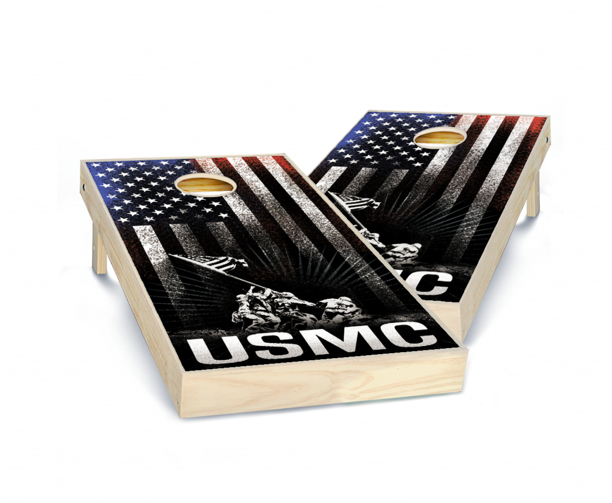 "USMC Hanging Stripes" Cornhole Boards