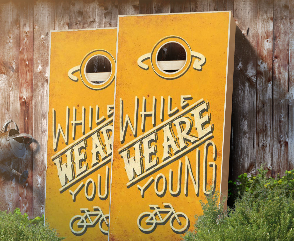 "While We Are Young" Cornhole Boards