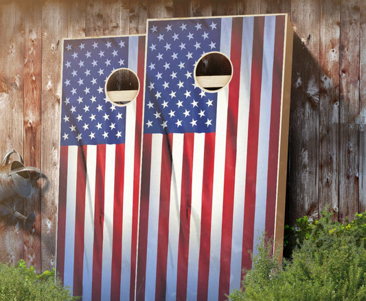 "Wrinkled American Flag" Cornhole Boards