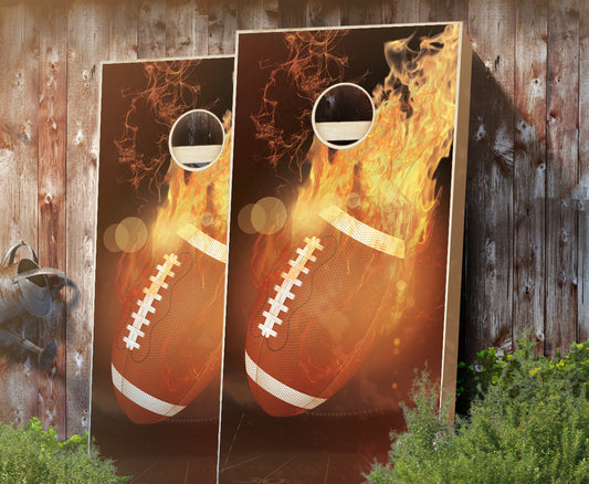 "Football Flame" Cornhole Boards