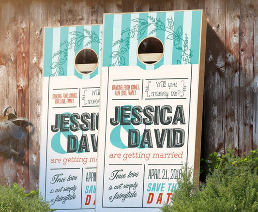 "Invitation" Personalized Wedding Cornhole Boards