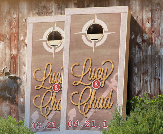 "Nautical Wedding Knot" Personalized Cornhole Boards