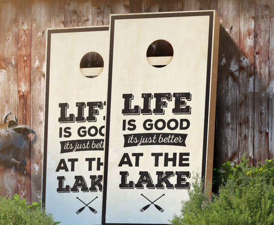 "Better At The Lake" Stained Cornhole Boards