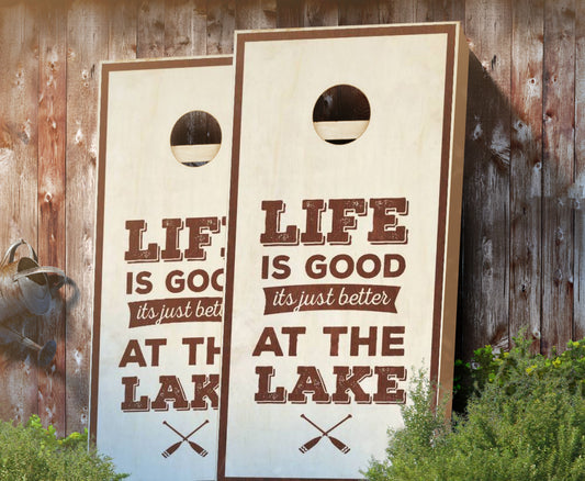 "Better At The Lake" Stained Cornhole Boards