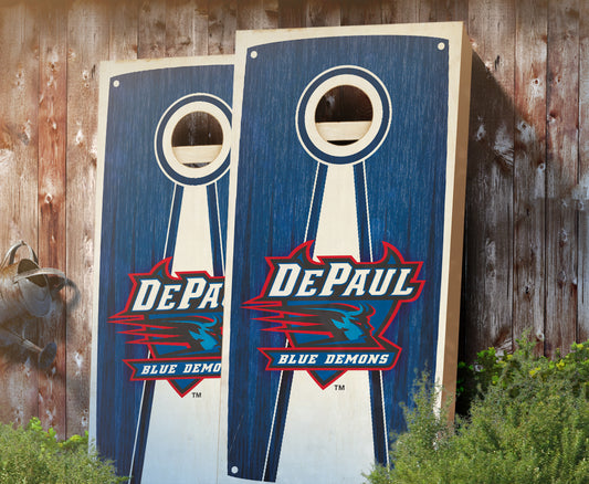 "DePaul Stained Pyramid" Cornhole Boards