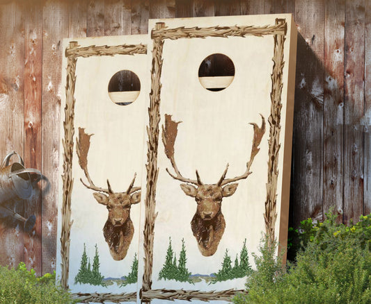 "Deer Lodge" Stained Cornhole Boards