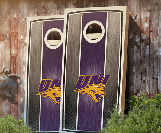 "Northern Iowa Stained Stripe" Cornhole Boards