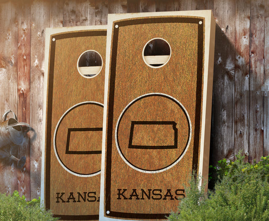 "Kansas" State Stained Cornhole Board