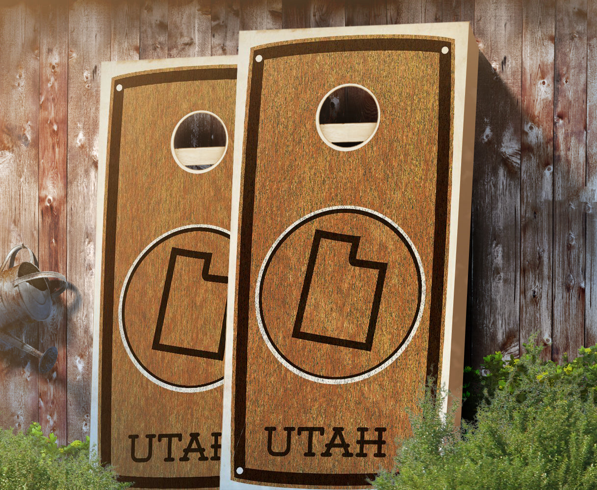 "Utah" State Stained Cornhole Board