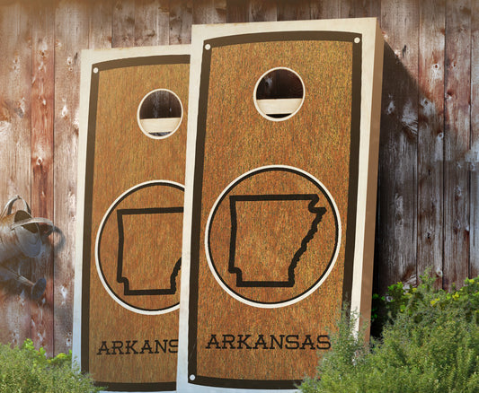 "Arkansas" State Stained Cornhole Board