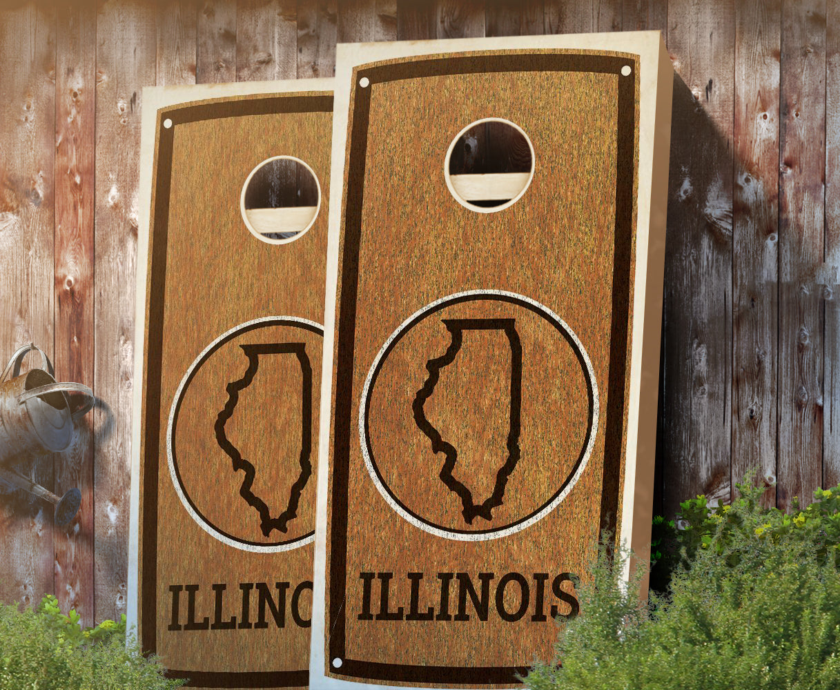 "Illinois" State Stained Cornhole Board