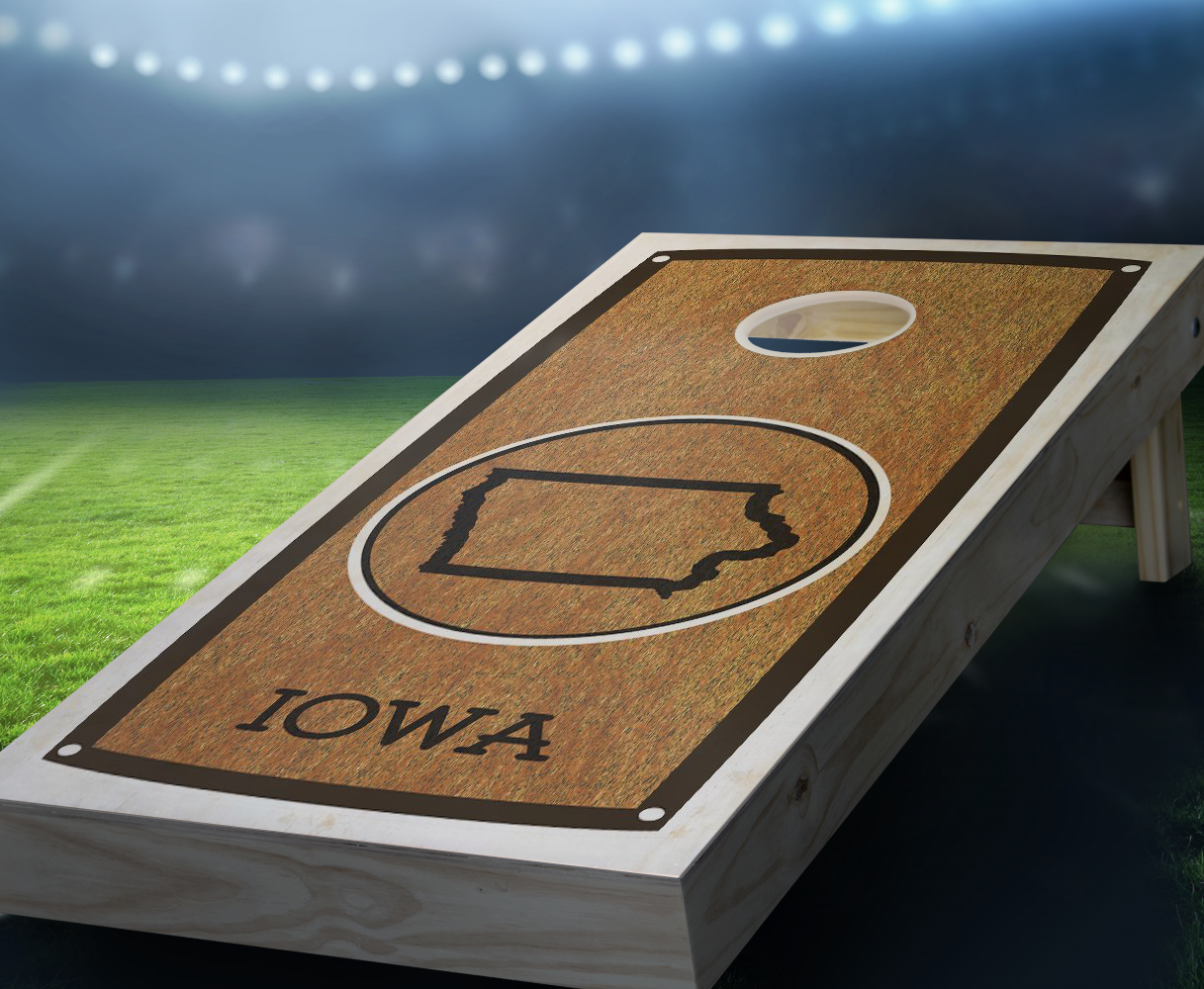 "Iowa" State Stained Cornhole Board
