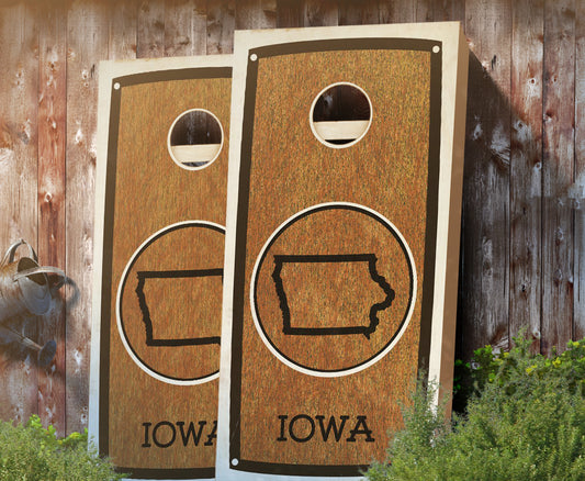 "Iowa" State Stained Cornhole Board