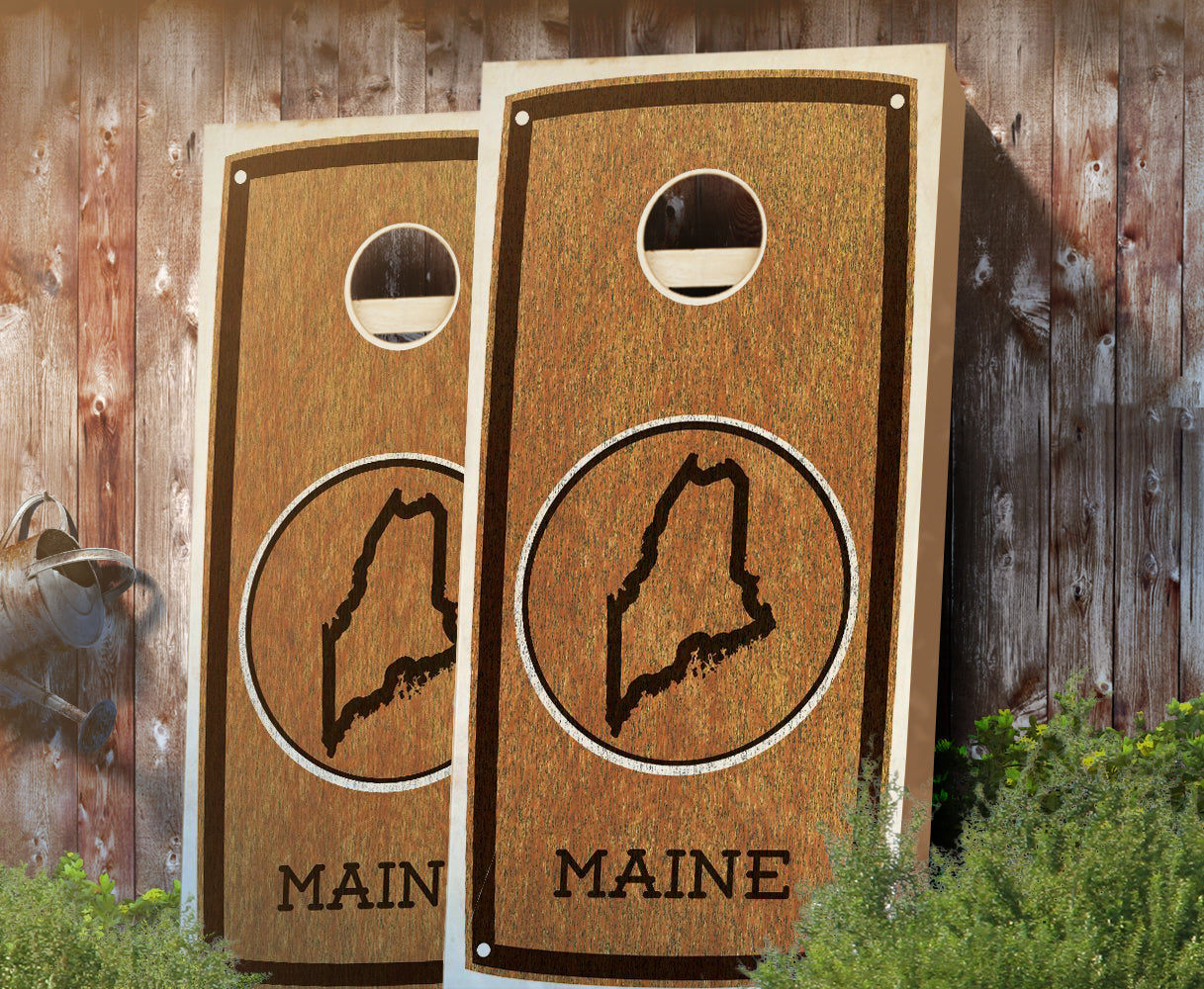 "Maine" State Stained Cornhole Board