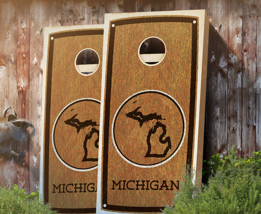 "Michigan" State Stained Cornhole Board