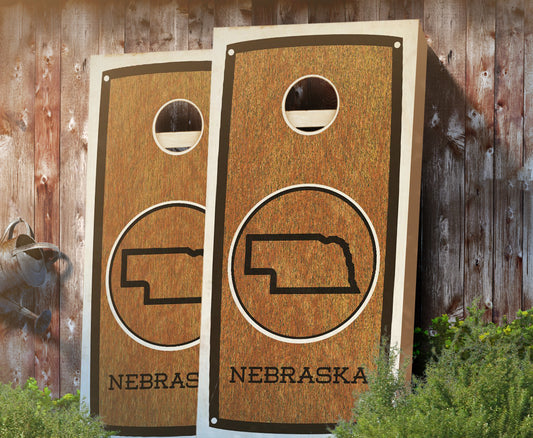 "Nebraska" State Stained Cornhole Board